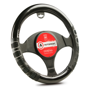 Оплётка руля AUTOPROFI экокожа AP-2051 BK/GY (S)
