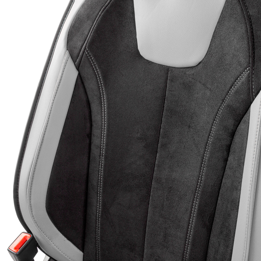 Каркасные 3D накидки на передние сиденья "Car Performance", 2 шт., экокожа/алькантара CUS-3034 BK/GY