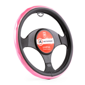 Оплётка руля AUTOPROFI из экокожи AP-1933 BK/PINK (M)
