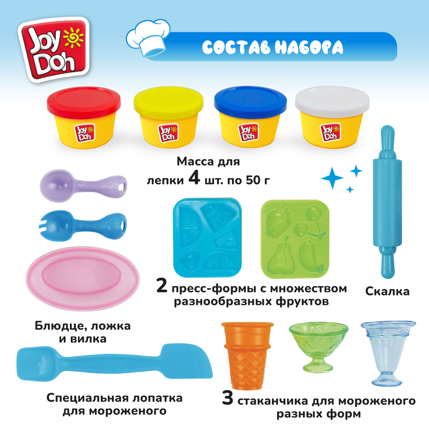 Масса для лепки Joy-Doh, набор МОРОЖЕНОЕ ICEC-200 pot