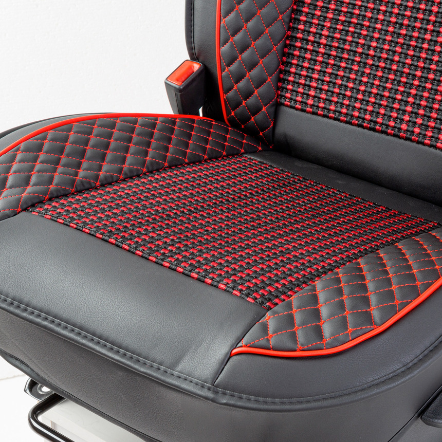 Каркасные накидки на передние сиденья "Car Performance", 2 шт., экокожа CUS-2102 BK/RD