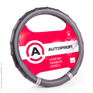 Оплётка руля AUTOPROFI AP-1410 BK/SILVER (M)