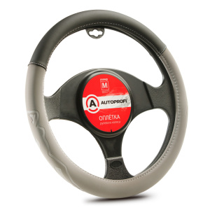 Оплётка руля AUTOPROFI софттач, синтетический нубук AP-2022 BK/GY (M)