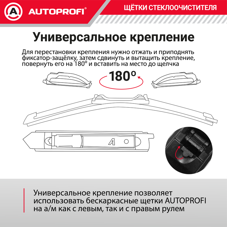 Щетка стеклоочистителя "AUTOPROFI", бескаркасная ULF-20