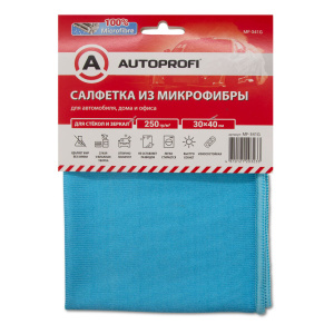 Салфетка из микрофибры "AUTOPROFI" для стёкол, 250 гр/м2., 30х40 см.,1шт.  MF-341G