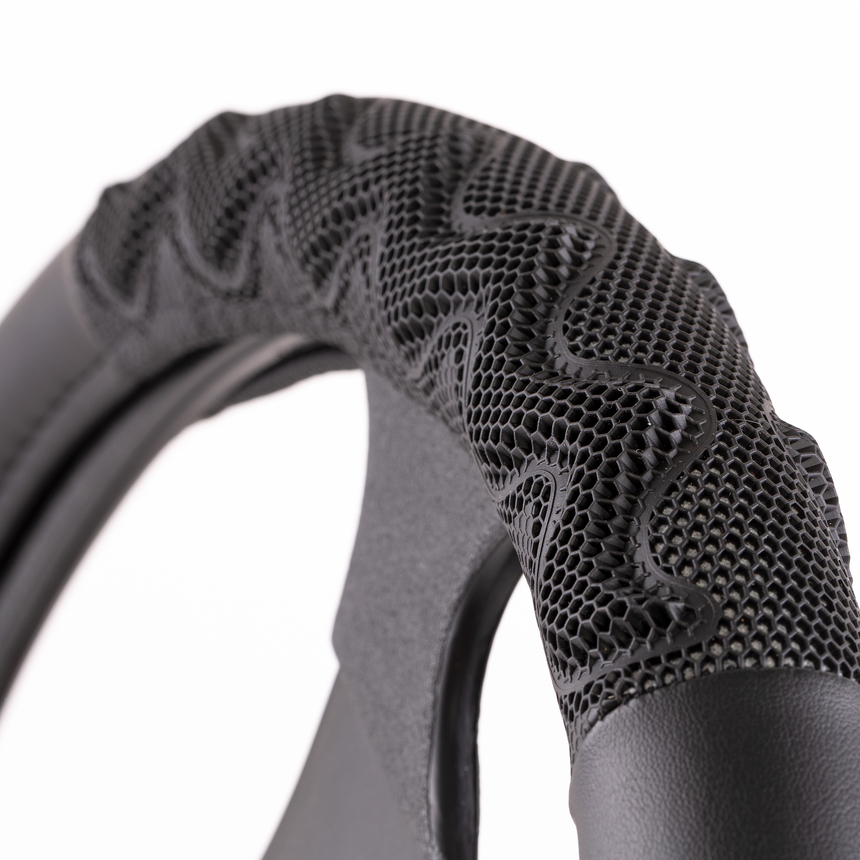 Оплётка руля AUTOPROFI из экокожи AP-1948 BK/GY (M)