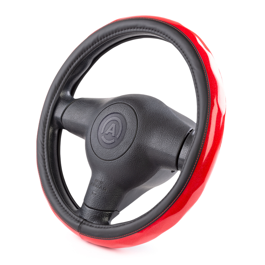 Оплётка руля AUTOPROFI из экокожи AP-1933 BK/RD (M)