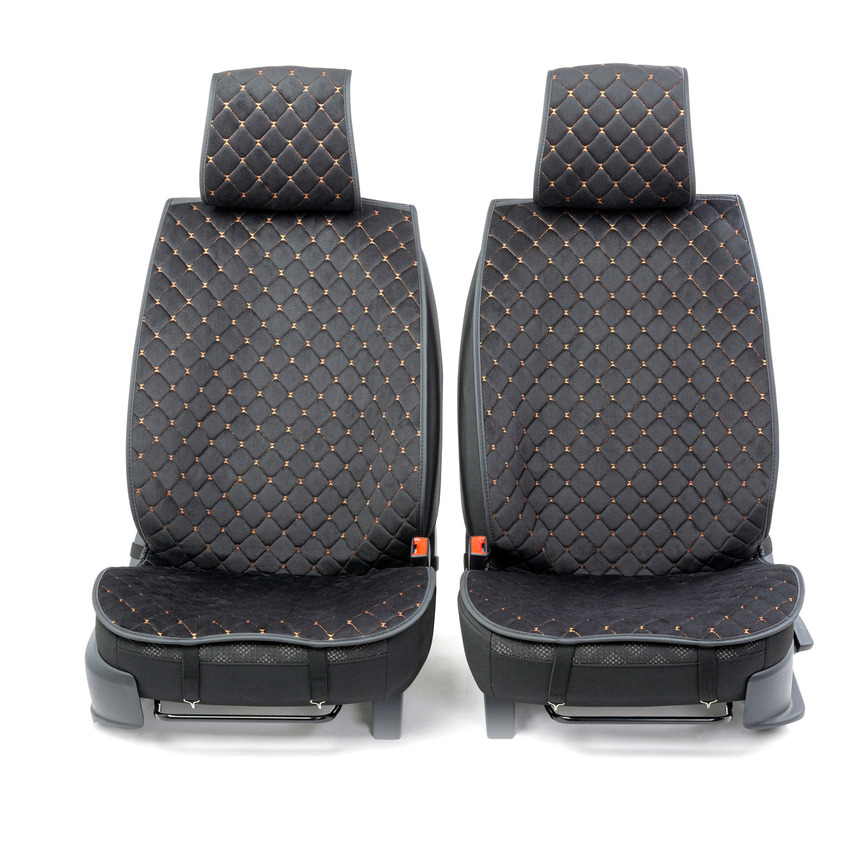 Накидки на передние сиденья "Car Performance", 2 шт., алькантара CUS-1012 BK/BE