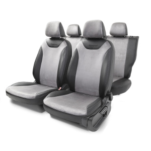 Чехлы на сиденья Skoda Rapid, 2012-н.в., алькантара RAP-1Sd(12+) A BK/D.GY