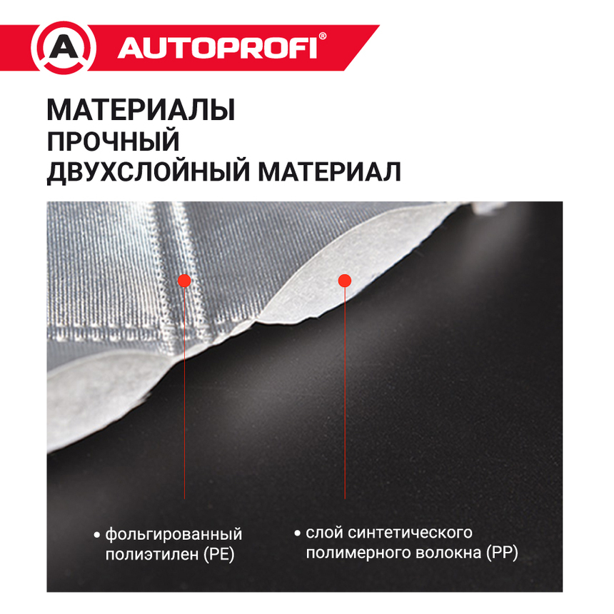 Чехол-накидка на лобовое, заднее и боковые стекла автомобиля 259 х 249 см., AUTOPROFI CAP100