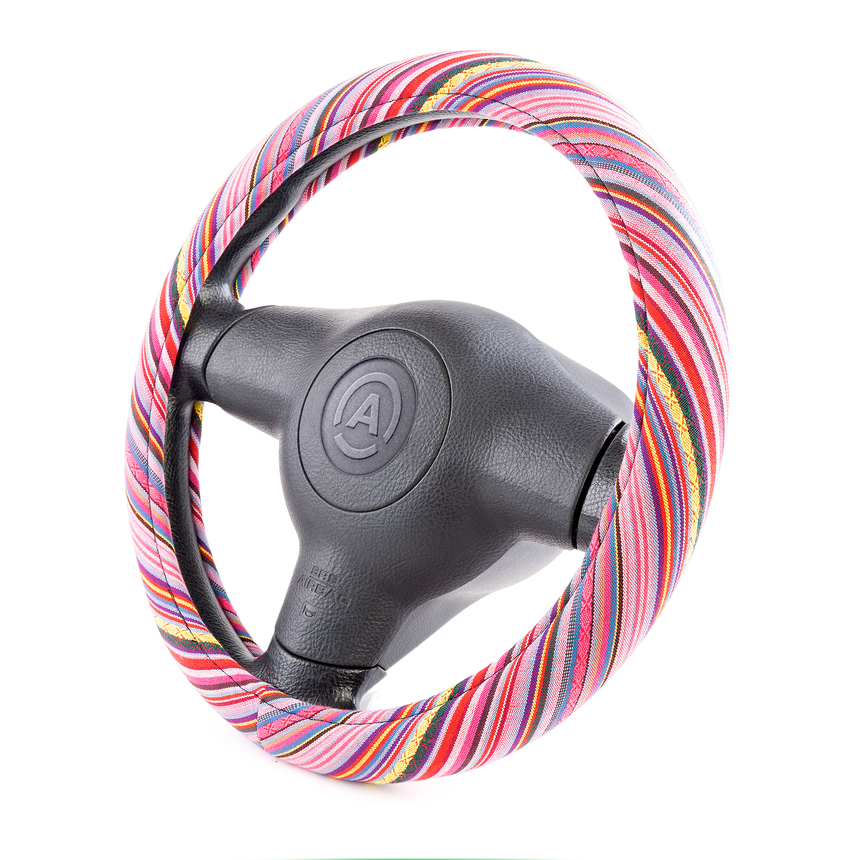 Оплётка руля AUTOPROFI из текстиля AP-1915 Multi/RD (M)