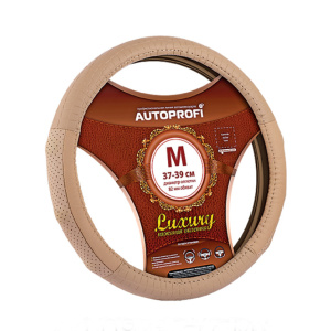 Кожаная оплётка руля AUTOPROFI AP-1040 BE (M)