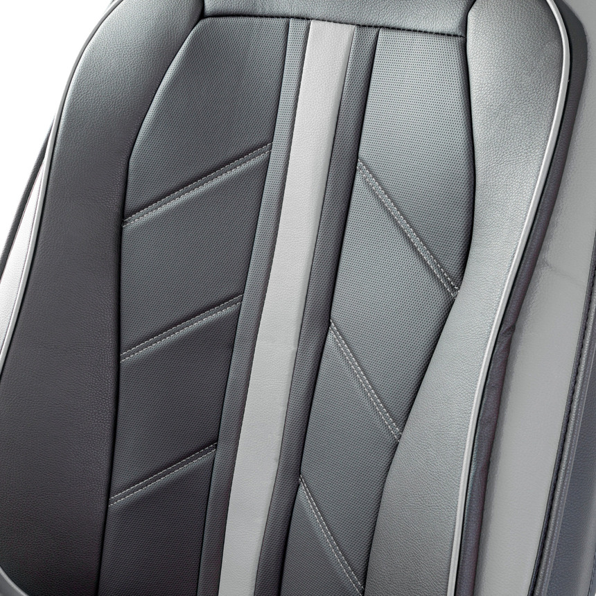 Каркасные 3D накидки на передние сиденья "Car Performance", 2 шт., экокожа CUS-3012 BK/GY