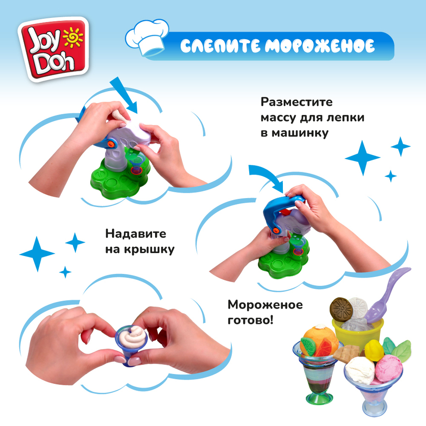 Масса для лепки Joy-Doh, набор МОРОЖЕНИЦА ICES-200 pot