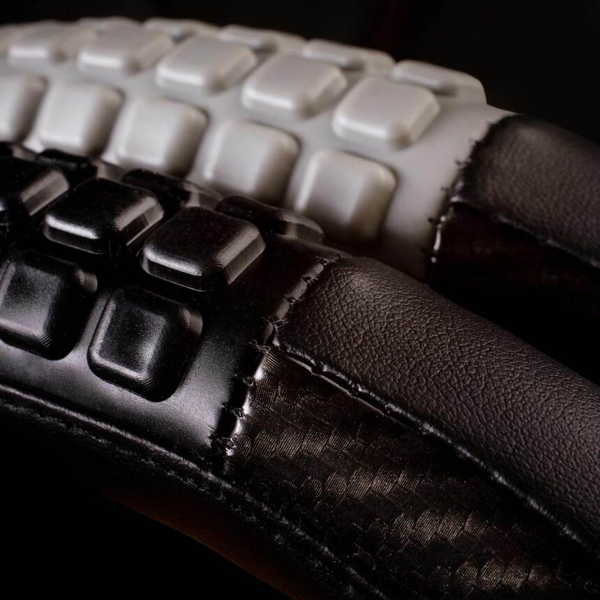 Кожаная оплётка на руль Car Performance со вставками CP-2060 BK/BK (M)