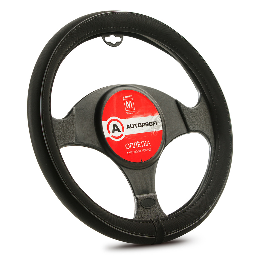 Оплётка руля AUTOPROFI, синтетический нубук AP-2020 BK/BK (M)